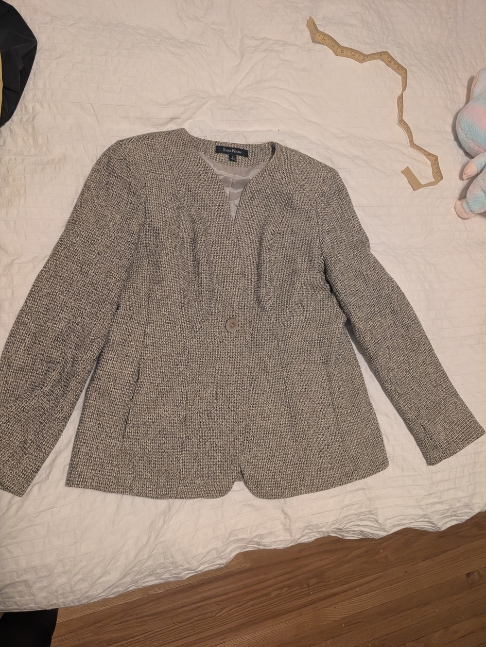 Evan Picone Women's Gray Textured Single-Button Jacket